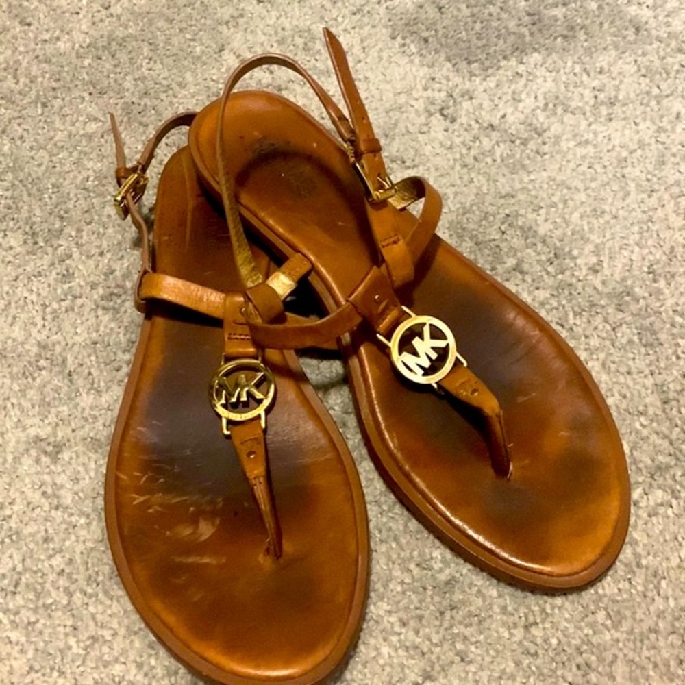 Michael Kors Leather Sandal Luggage Brown Size 11